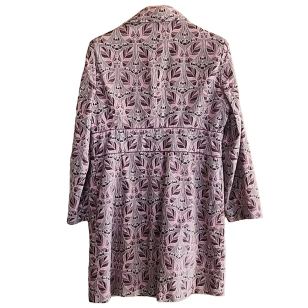 BANDOLINO Pink Gray Velvet Jacket L Retro Velour Peacoat Floral Y2K Topper - Picture 5 of 15